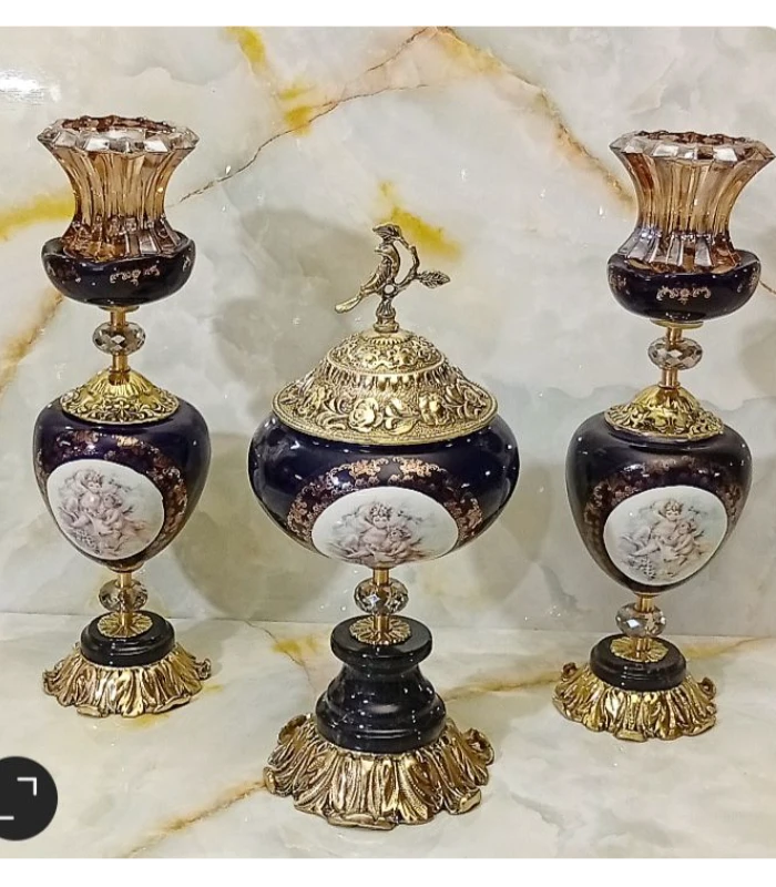 ست شمعدان وشکلاتخوری سرامیکی