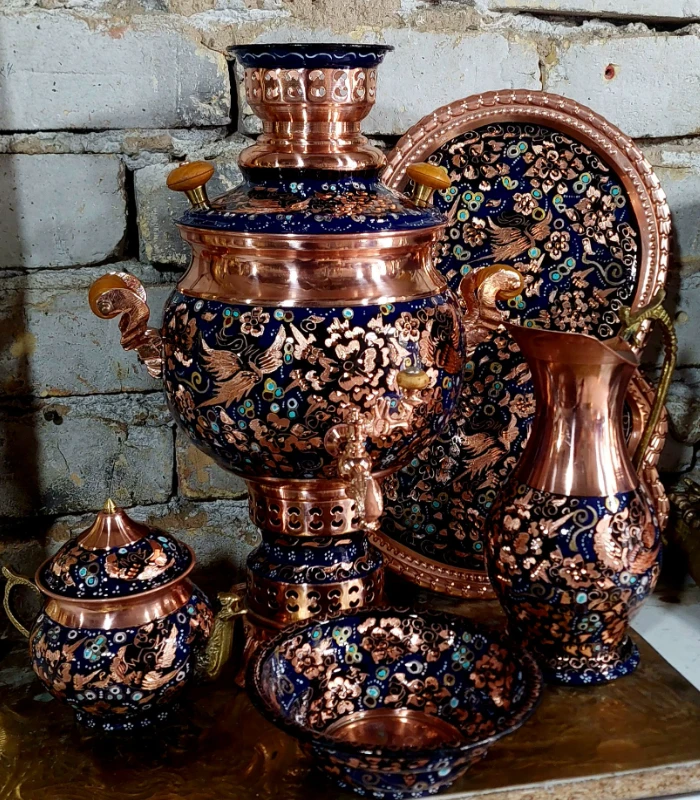 سماور ۴ لیتر مسی الماس تراش گل مرغ